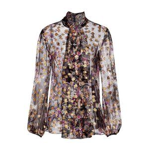 Alexander McQueen Amethyst Women's Silk Scarf-Tie Blouse (EU 40/ US Size 4-6)